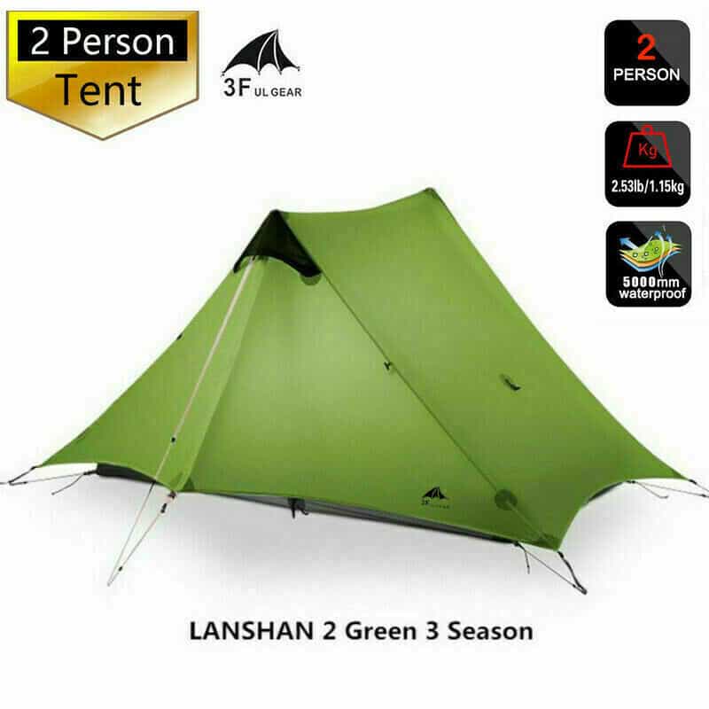 3F UL Gear Lanshan 2 Classic 3 - Season Tent - Green (T Zip) - Longshot Tactical