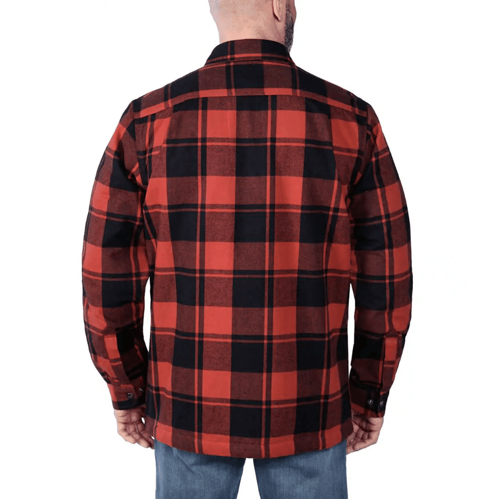 Carhartt 105939 Relaxed Fit Heavyweight Flannel Sherpa - Lined Shirt Jac Red Ochre XL - Longshot Tactical