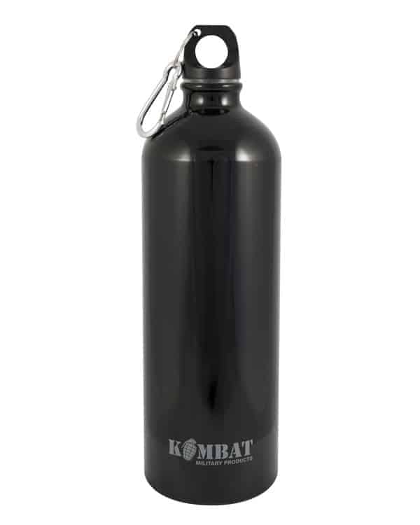 Kombat UK Aluminium Water Bottle 1000ml - Black - Longshot Tactical