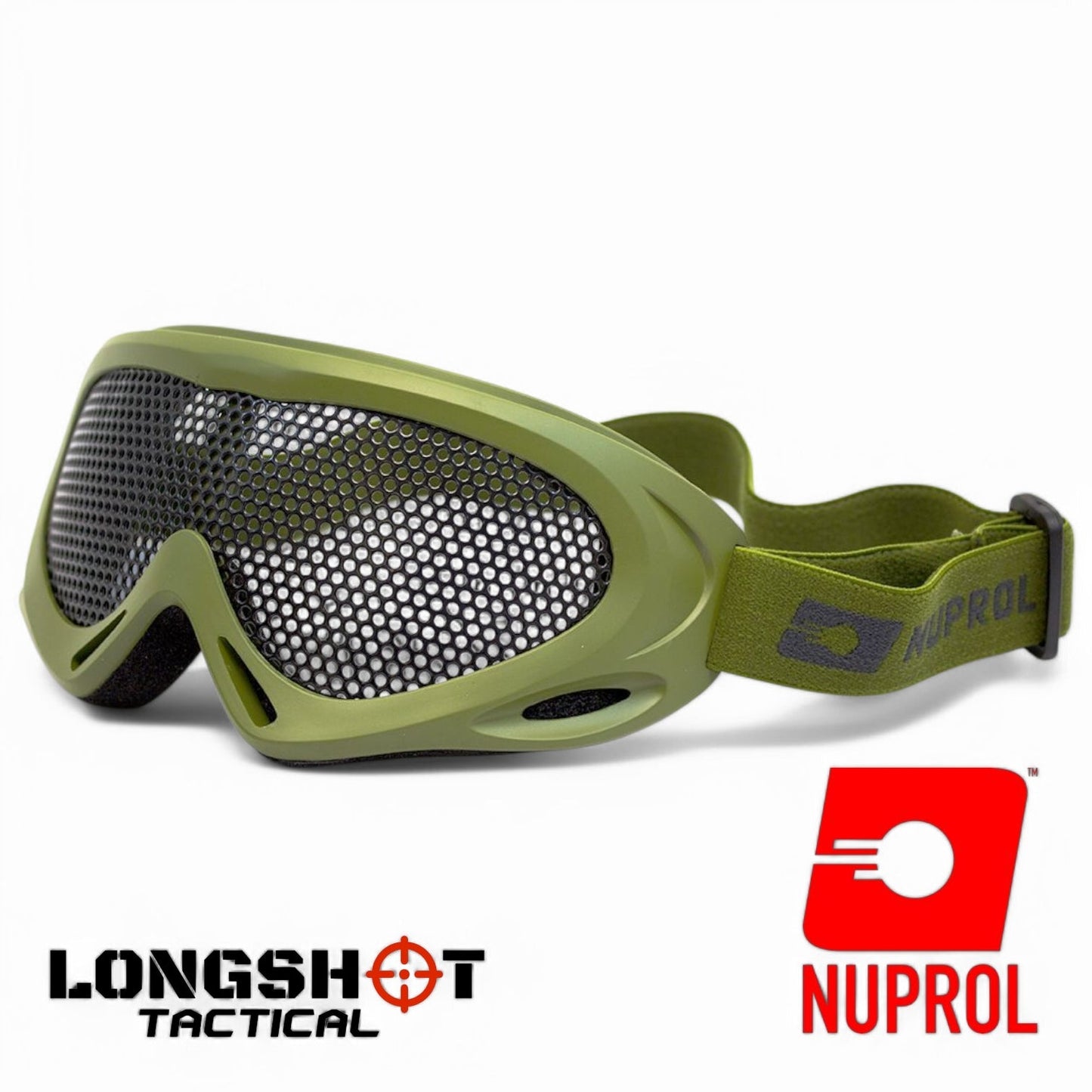 Nuprol Pro Tactical Airsoft mesh goggles - Large, Olive Green - Longshot Tactical