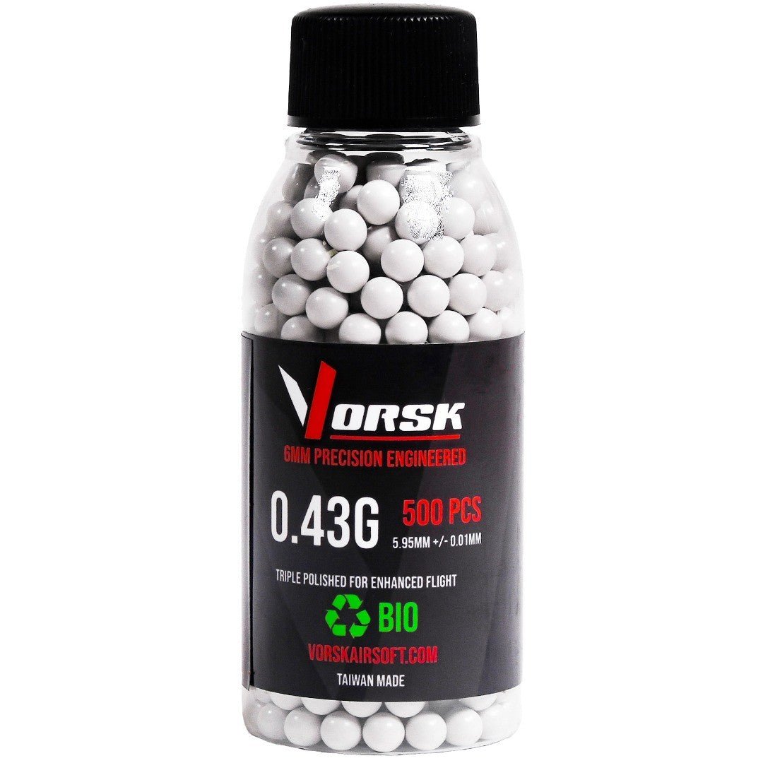 Vorsk 0.43g Bio BBs 500R – Precision Sniper Airsoft Ammo UK - Longshot Tactical