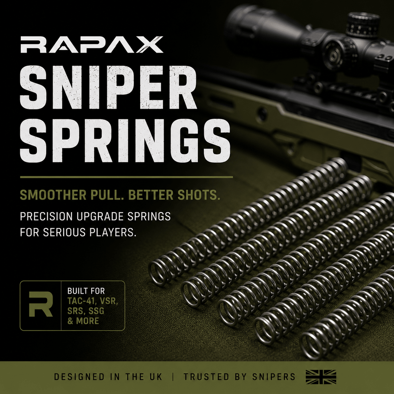Rapax Airsoft Sniper Springs UK | TAC-41, VSR & SRS Upgrades - Longshot Tactical
