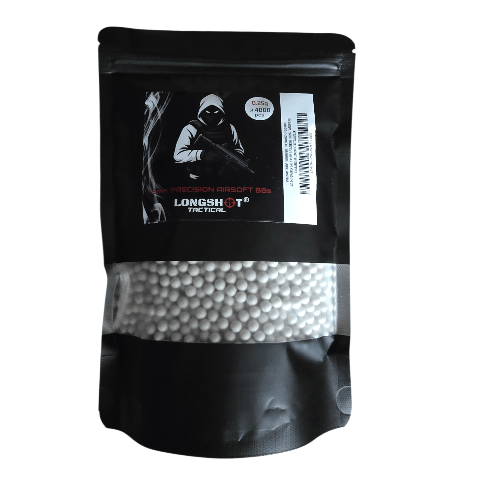 0.25g Longshot Tactical 3000 Rounds Precision White Airsoft BBs 6mm - High Grade Ammo - Longshot Tactical