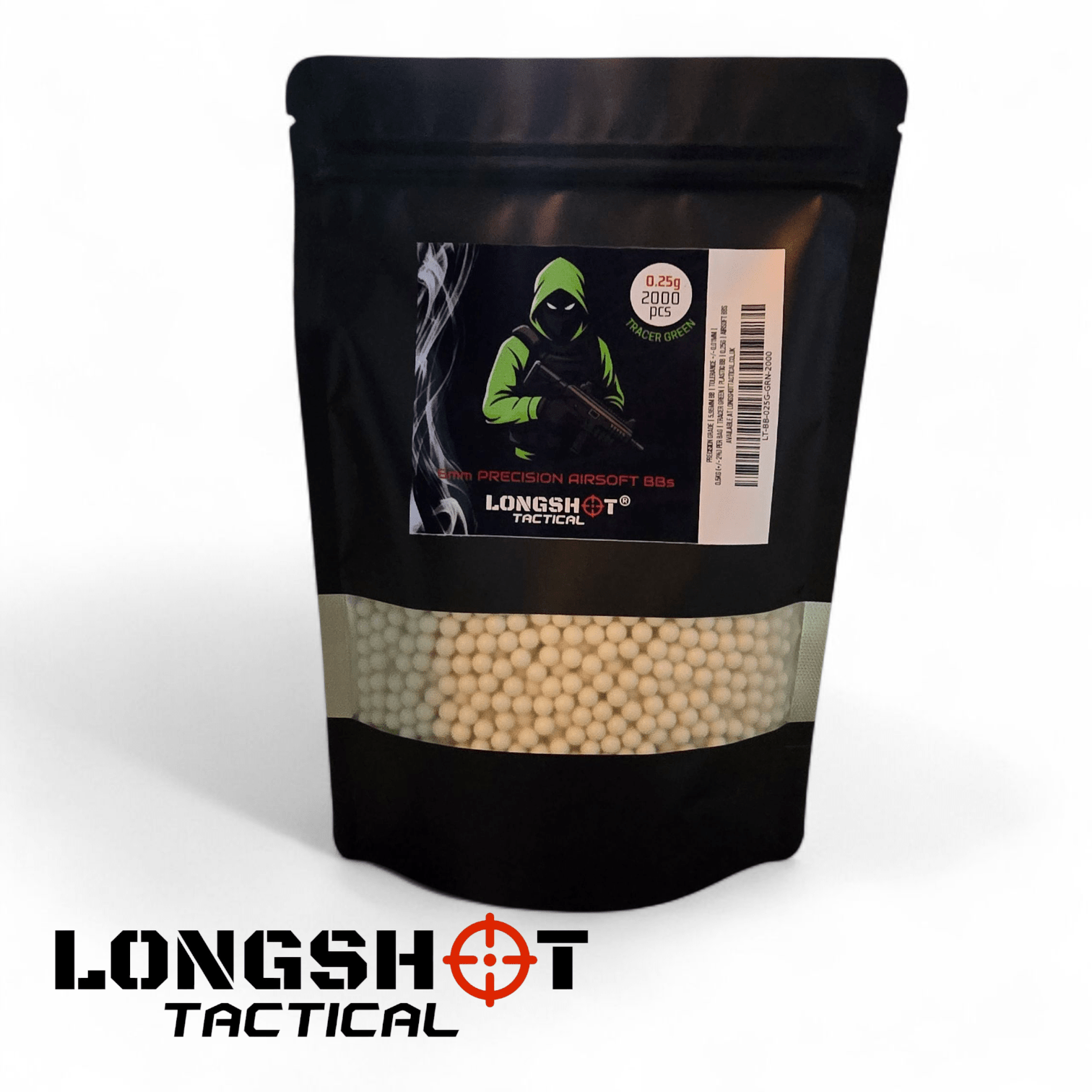 0.25g Longshot Tactical Precision Tracer Green Airsoft BBs 6mm 0.5KG (2000R) - Longshot Tactical