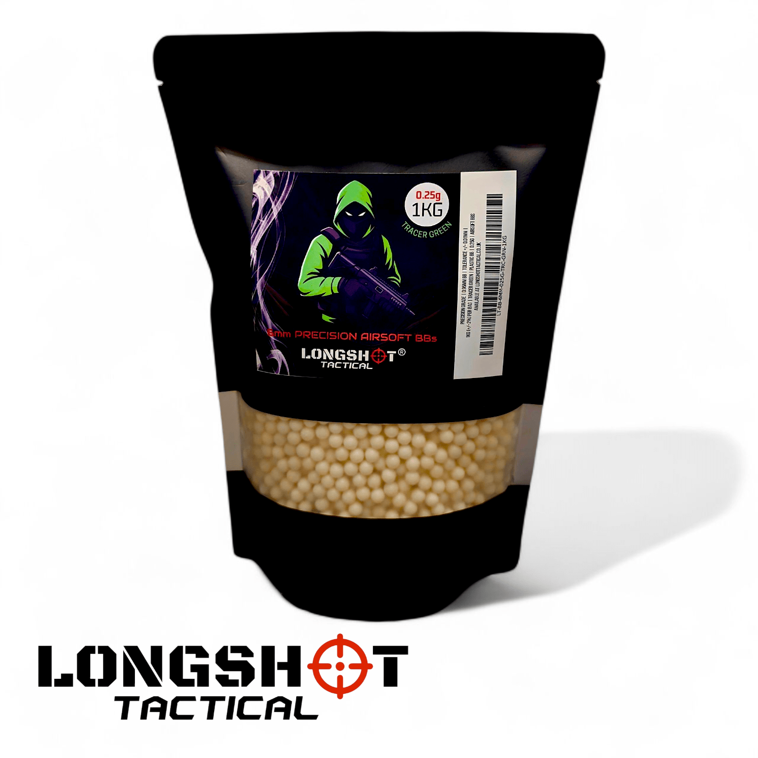 0.25g Longshot Tactical Precision Tracer Green Airsoft BBs 6mm 1KG (4000R) - Longshot Tactical