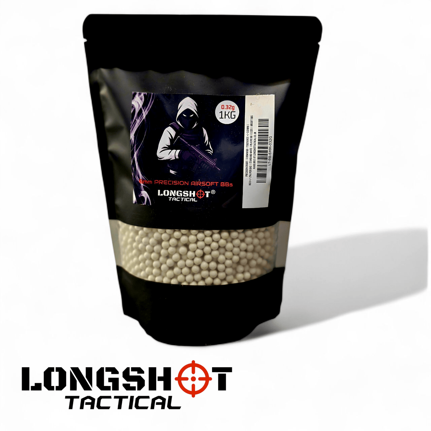 0.32g Longshot Tactical Precision White Airsoft BBs 6mm - High Grade Ammo 2000 Rounds (640g) - Longshot Tactical