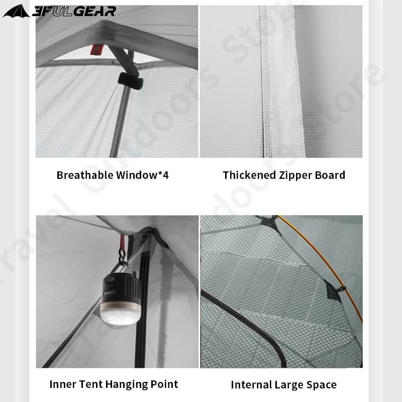 3F UL Gear Qingkong 3 Season Tent - Green - Longshot Tactical