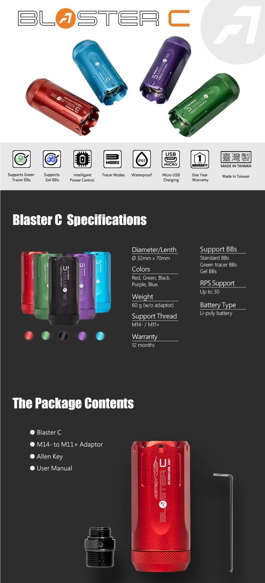 Acetech Blaster C Tracer Unit - Longshot Tactical