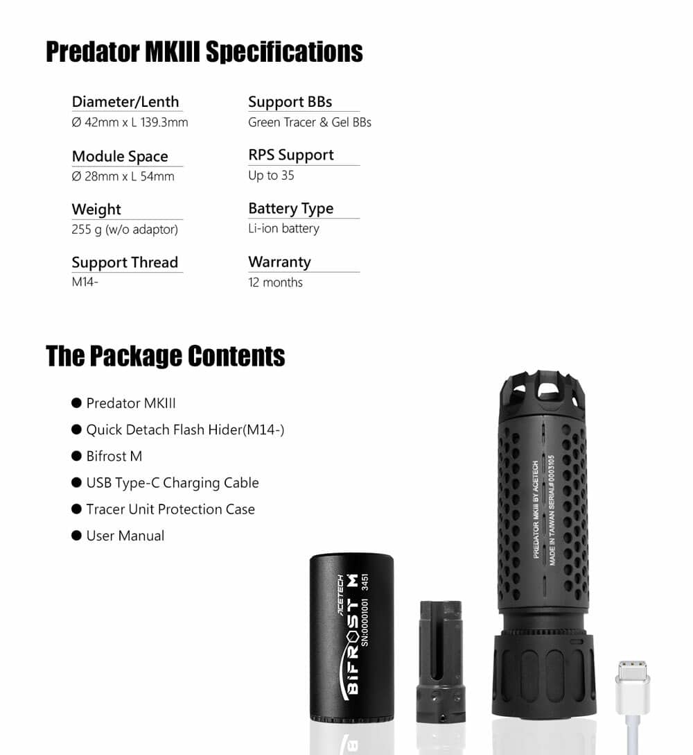 Acetech Predator MKIII With Bifrost M Tracer (Tan) - Longshot Tactical