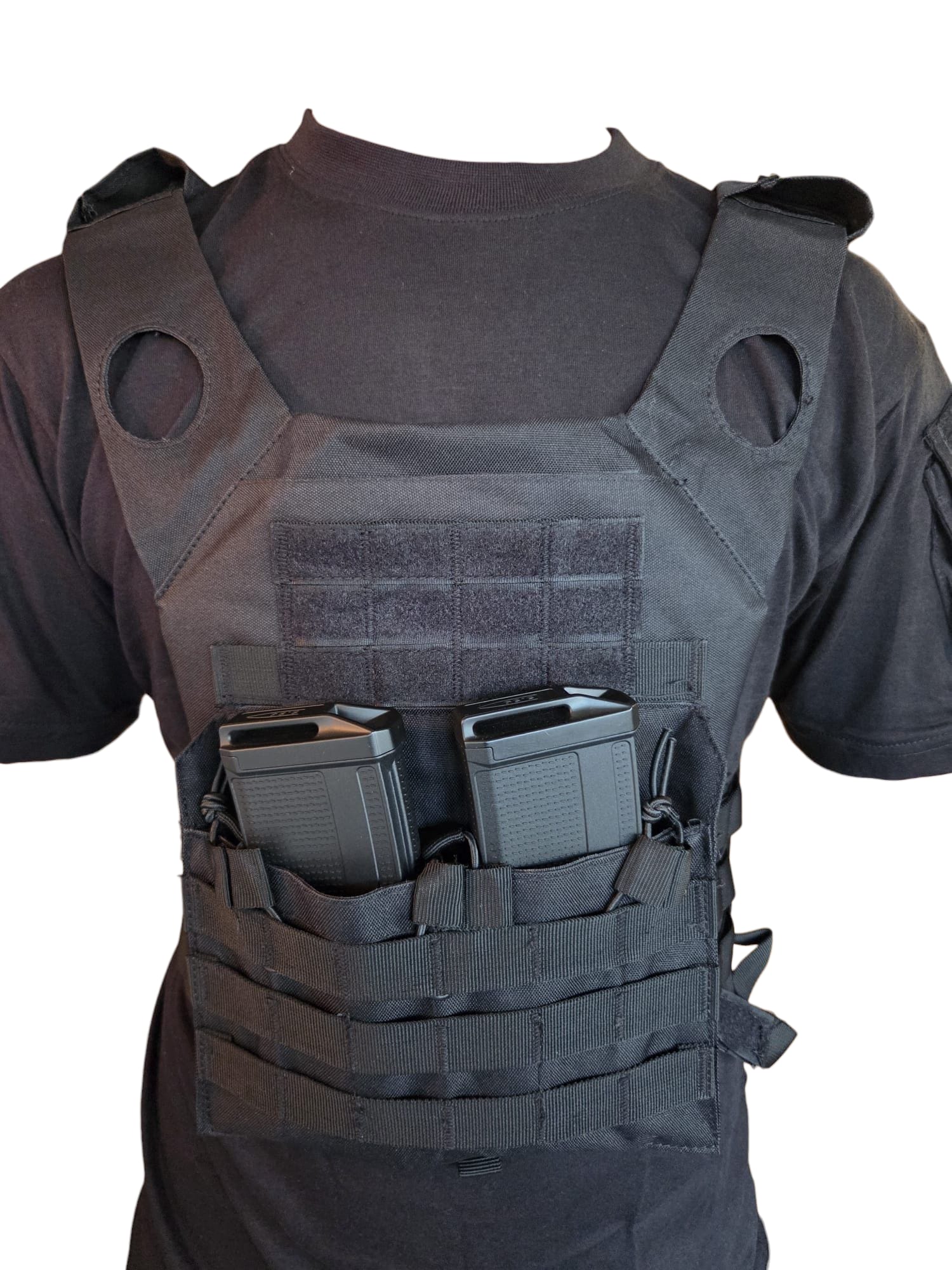 Black Chest Rig Plate Carrier Vest - Longshot Tactical