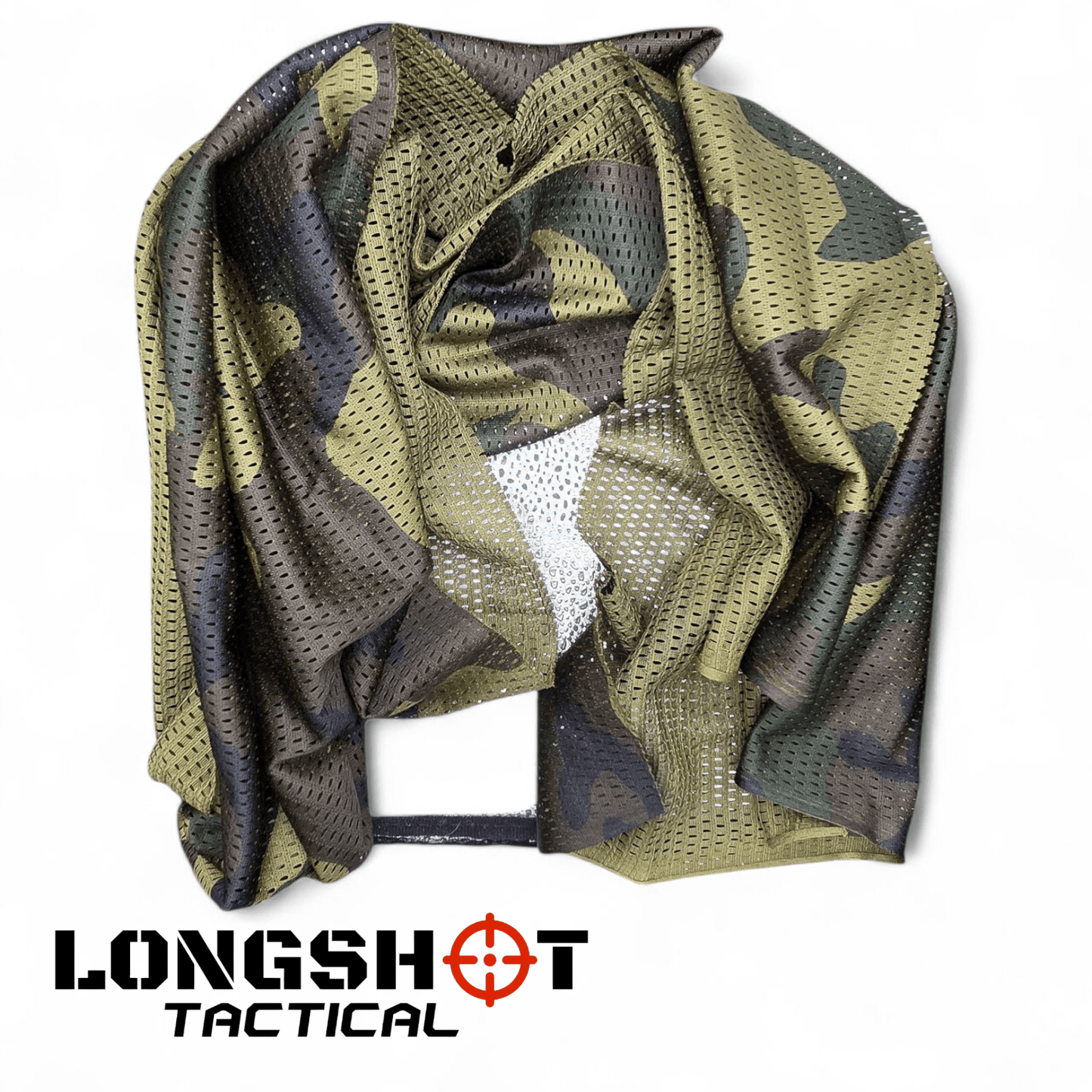 Camo Mesh Scrim Tactical Neck Scarf - Lightweight Various Styles - Longshot Tactical