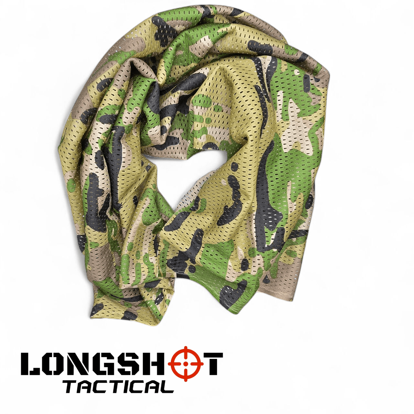Camo Mesh Scrim Tactical Neck Scarf - Lightweight Various Styles - Longshot Tactical