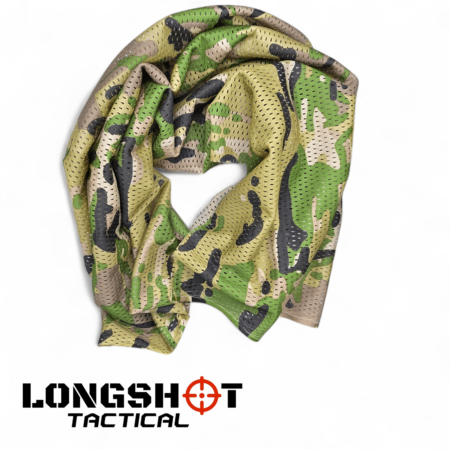 Camo Mesh Scrim Tactical Neck Scarf - Lightweight Various Styles - Longshot Tactical