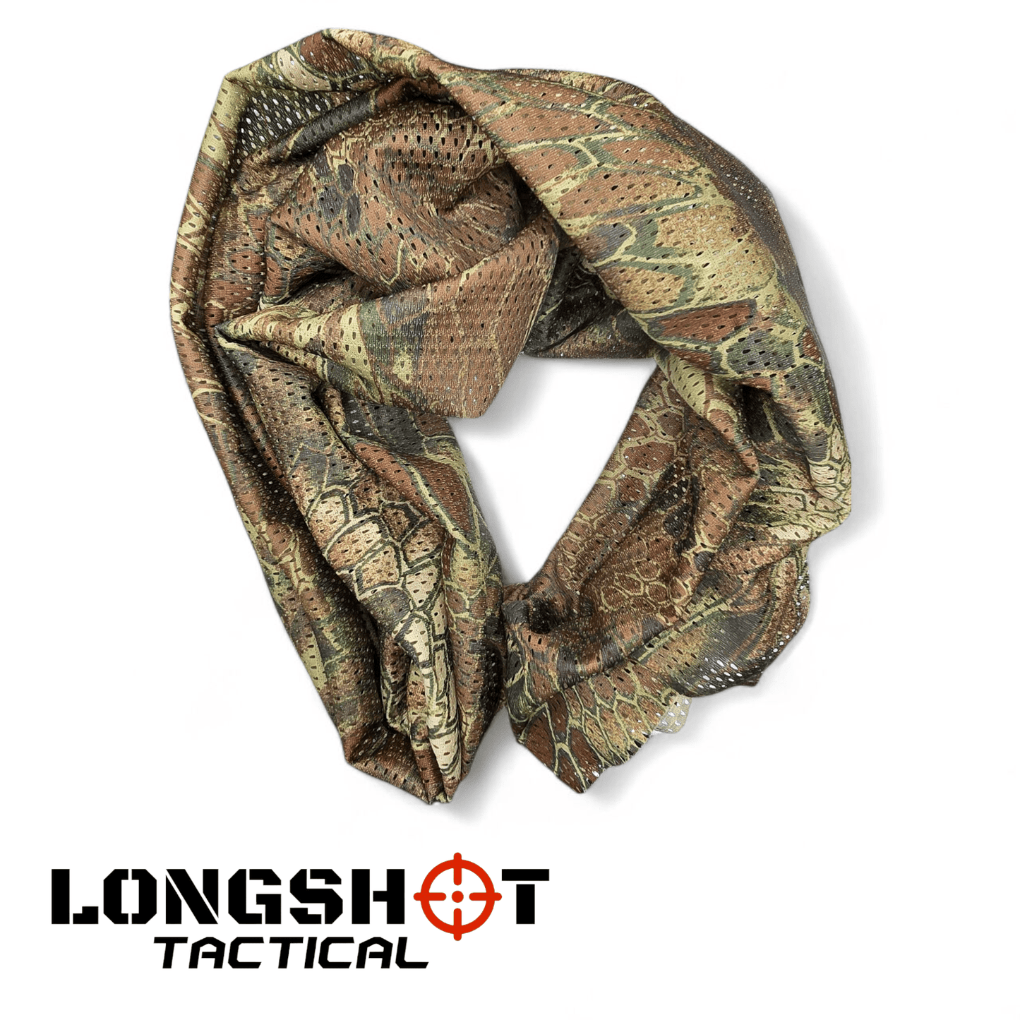 Camo Mesh Scrim Tactical Neck Scarf - Lightweight Various Styles - Longshot Tactical