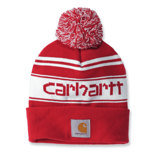 Carhartt 105168 Knit Pom Pom Cuffed Logo Beanie Hat - Longshot Tactical