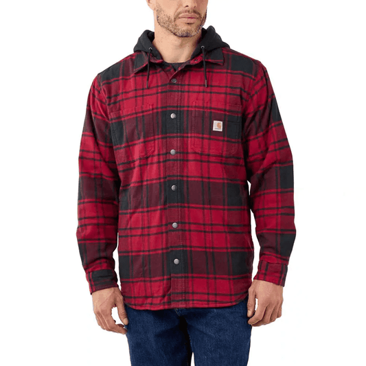 Carhartt 105621 Rugged Flex Relaxed Fit Flannel Fleece Lined Hooded Jac Shirt - Longshot Tactical