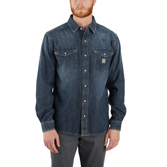Carhartt 106429 Montana Relaxed Fit Midweight Denim Long - Sleeve Snap Front Shirt - Longshot Tactical