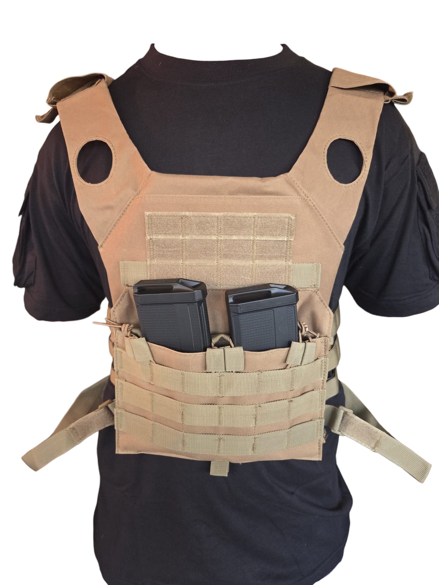 Coyote Tan Chest Rig Plate Carrier Vest - Longshot Tactical