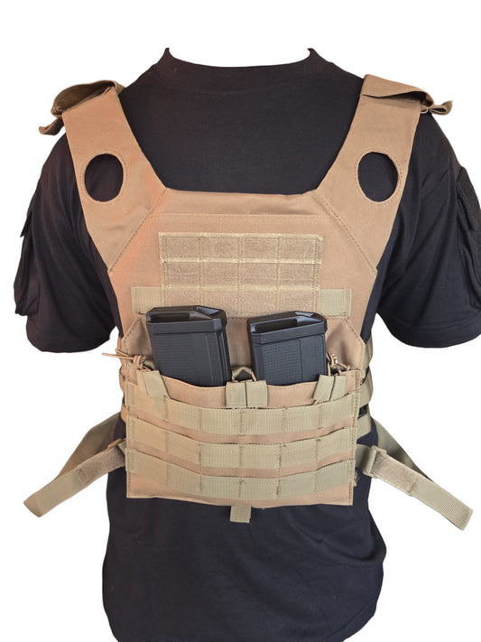 Coyote Tan Chest Rig Plate Carrier Vest - Longshot Tactical