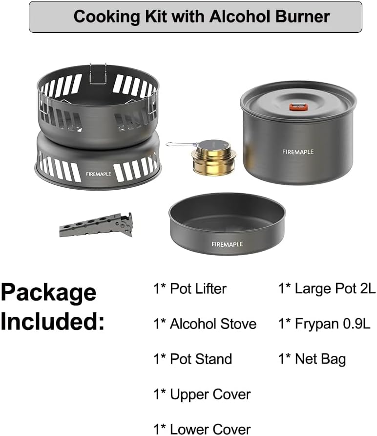 Firemaple Cooking Kit with Pans and Alcohol Burner - Longshot Tactical