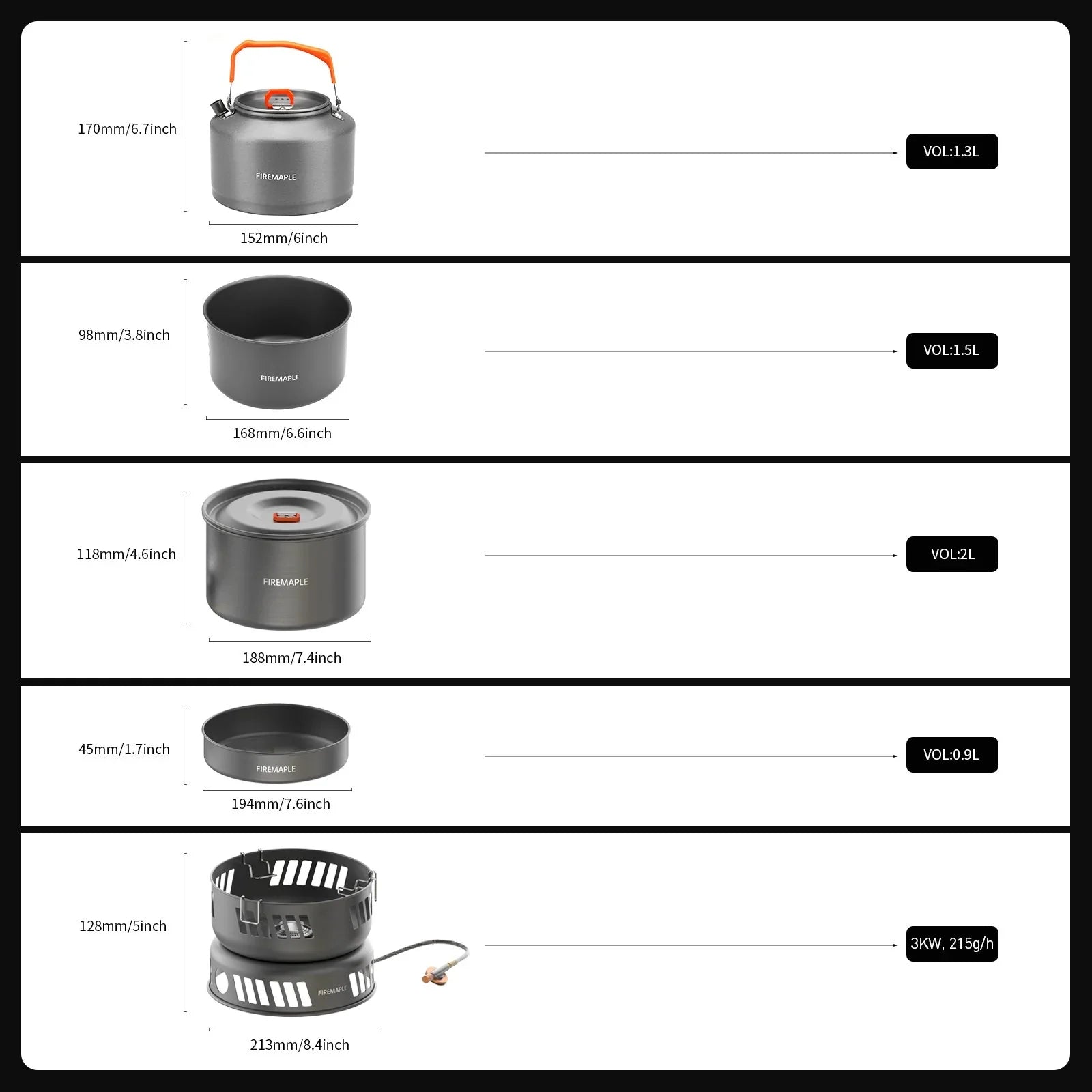 Firemaple Cooking Kit with Pots and Pans With Gas Burner - Longshot Tactical