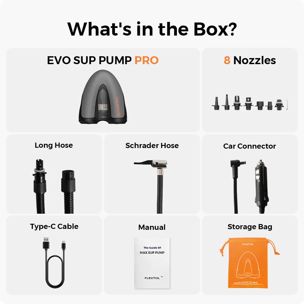 Flextail Gear EVO SUP PUMP PRO - 45PSI & 8000mAh Built - in Battery SUP & Tire Pump - Longshot Tactical