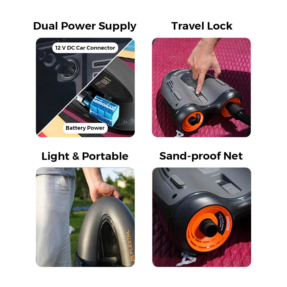 Flextail Gear EVO SUP PUMP PRO - 45PSI & 8000mAh Built - in Battery SUP & Tire Pump - Longshot Tactical