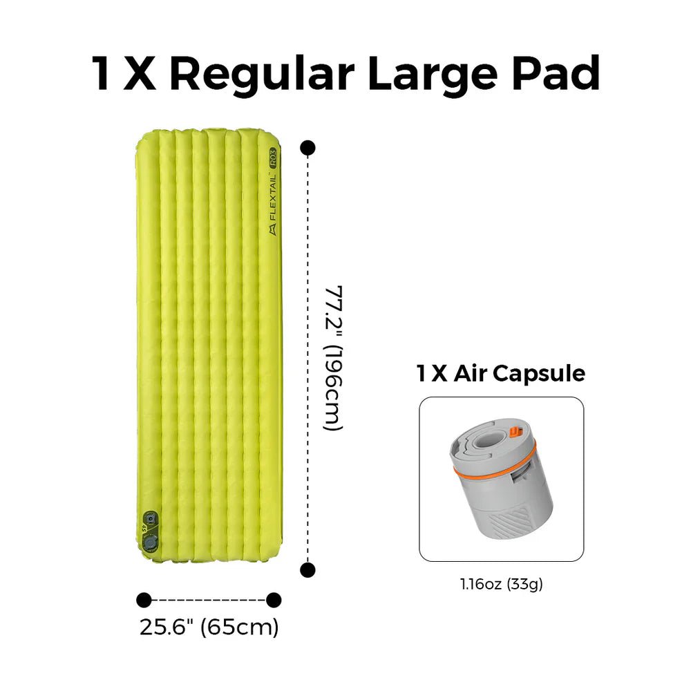 Flextail Gear Tiny Sleeping Pad R03 AVS - 3.5 L - Value 3 Season Sleeping Pad with Pump (Large) - Longshot Tactical