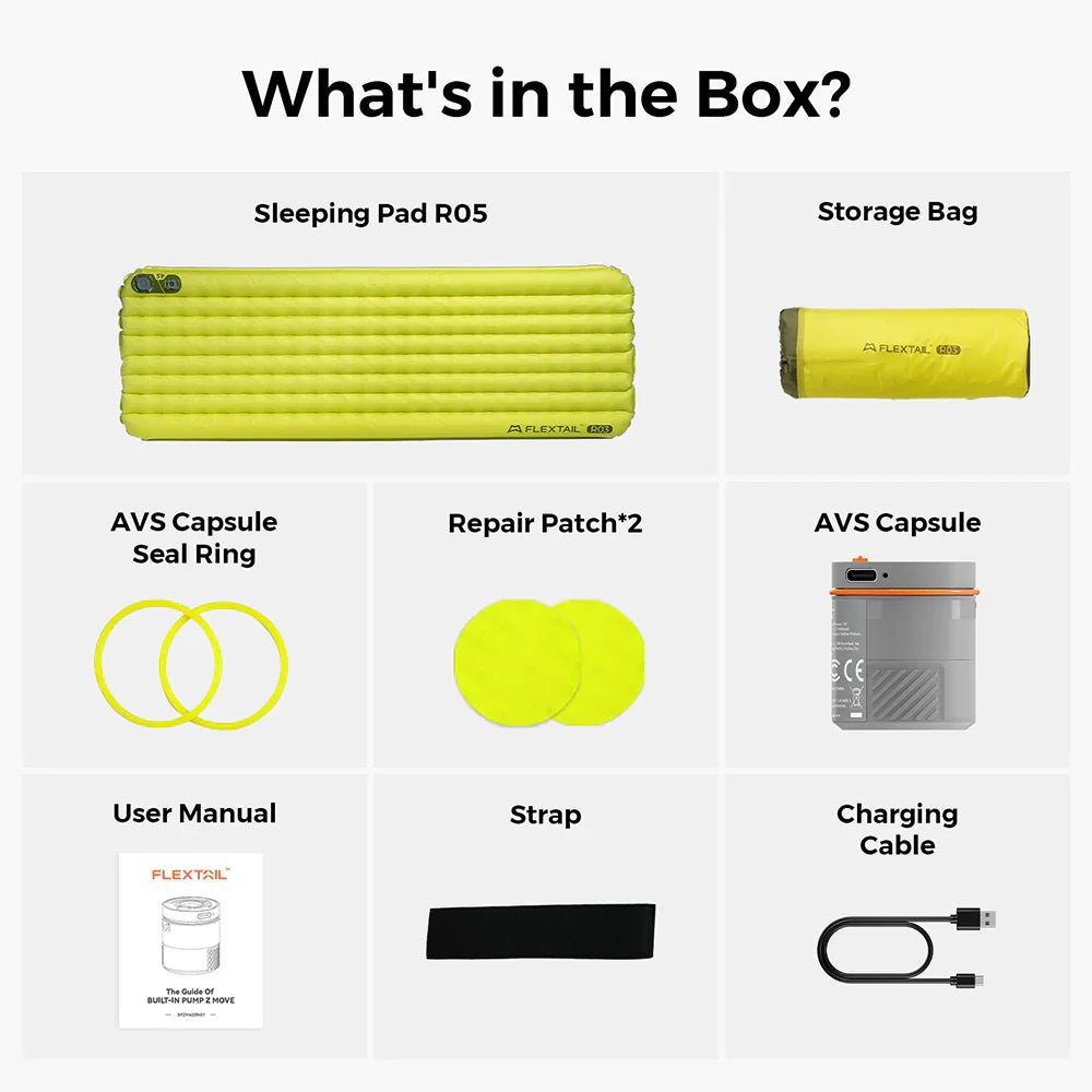 Flextail Gear Tiny Sleeping Pad R03 AVS - 3.5 L - Value 3 Season Sleeping Pad with Pump (Large) - Longshot Tactical
