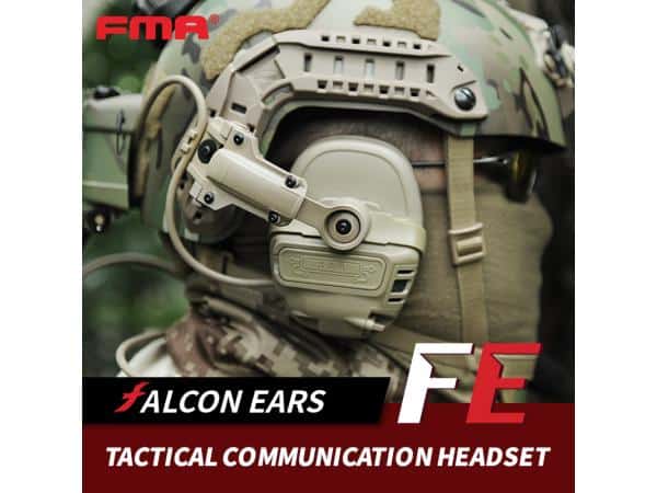 FMA - FCS Falcon Ears Tactical Communication Headset STD (Black / Tan) - Longshot Tactical