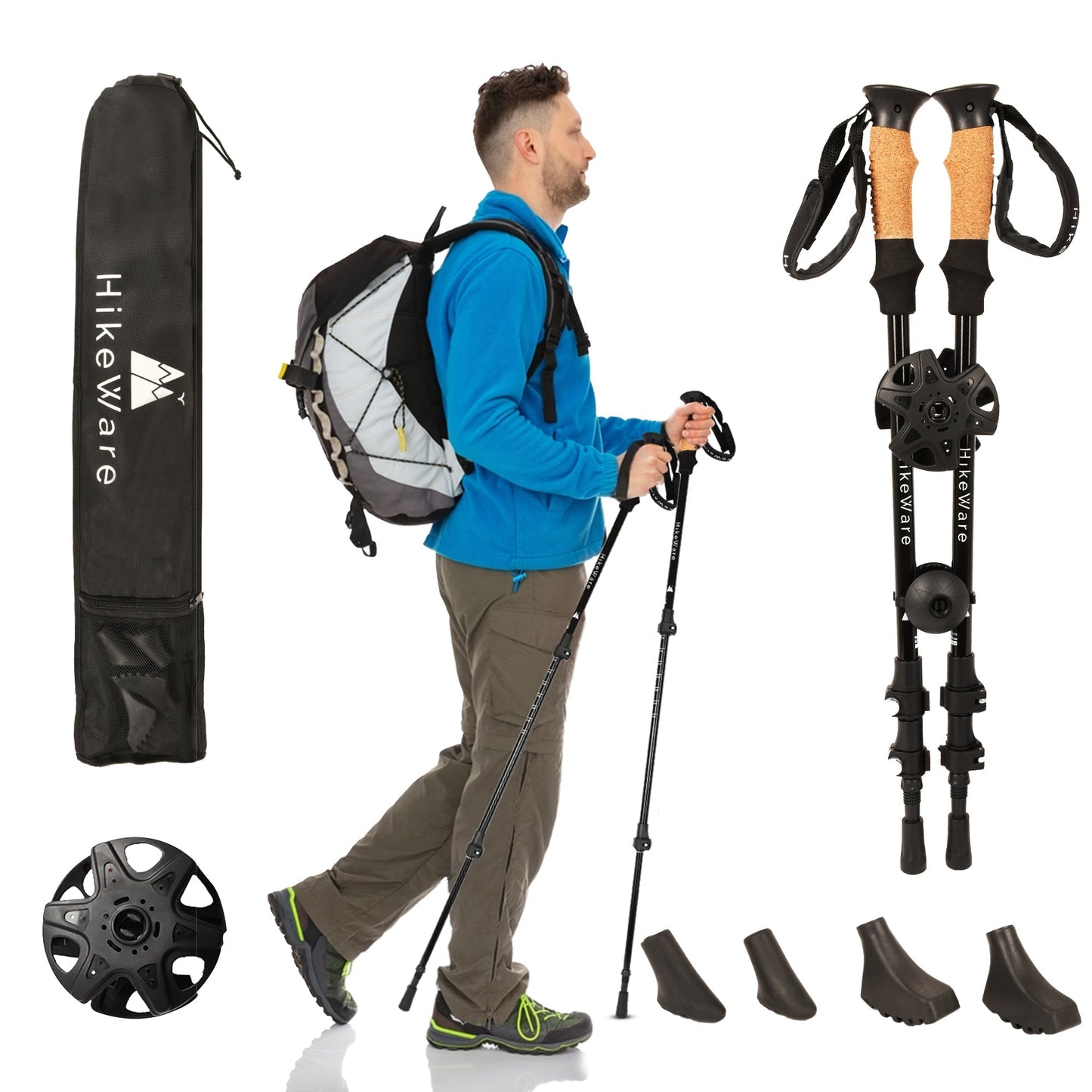 HikeWare Aluminium Hiking Poles - Longshot Tactical