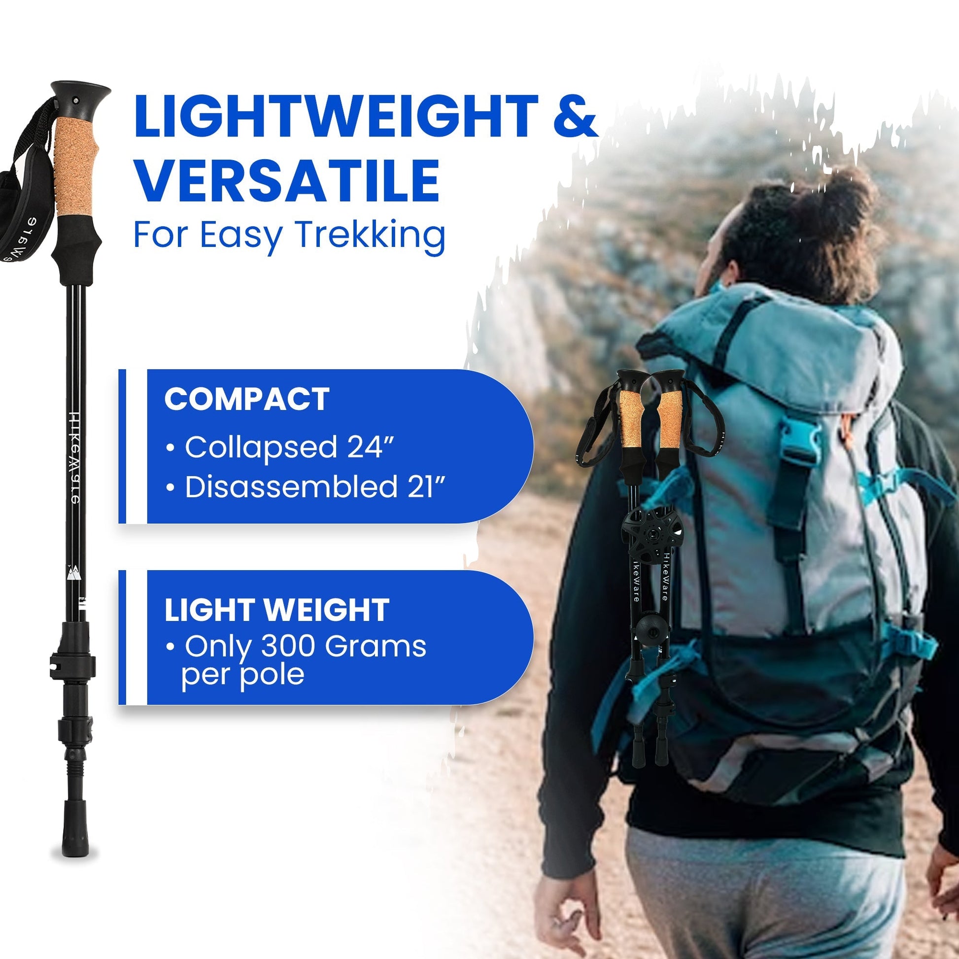 HikeWare Aluminium Hiking Poles - Longshot Tactical