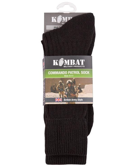 Kombat UK Patrol Socks (Size 6 - 11) - Black - Longshot Tactical