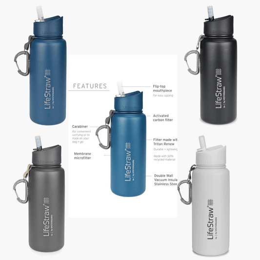 Lifestraw Go Stainless Steel 700ml Filter Water Bottle (Various Colours) - Longshot Tactical