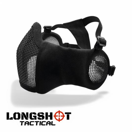 Longshot Tactical Airsoft Mesh Face Mask - Black - Longshot Tactical