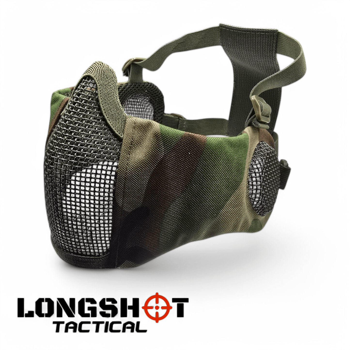 Longshot Tactical Airsoft Mesh Face Mask - Woodland DPM - Longshot Tactical