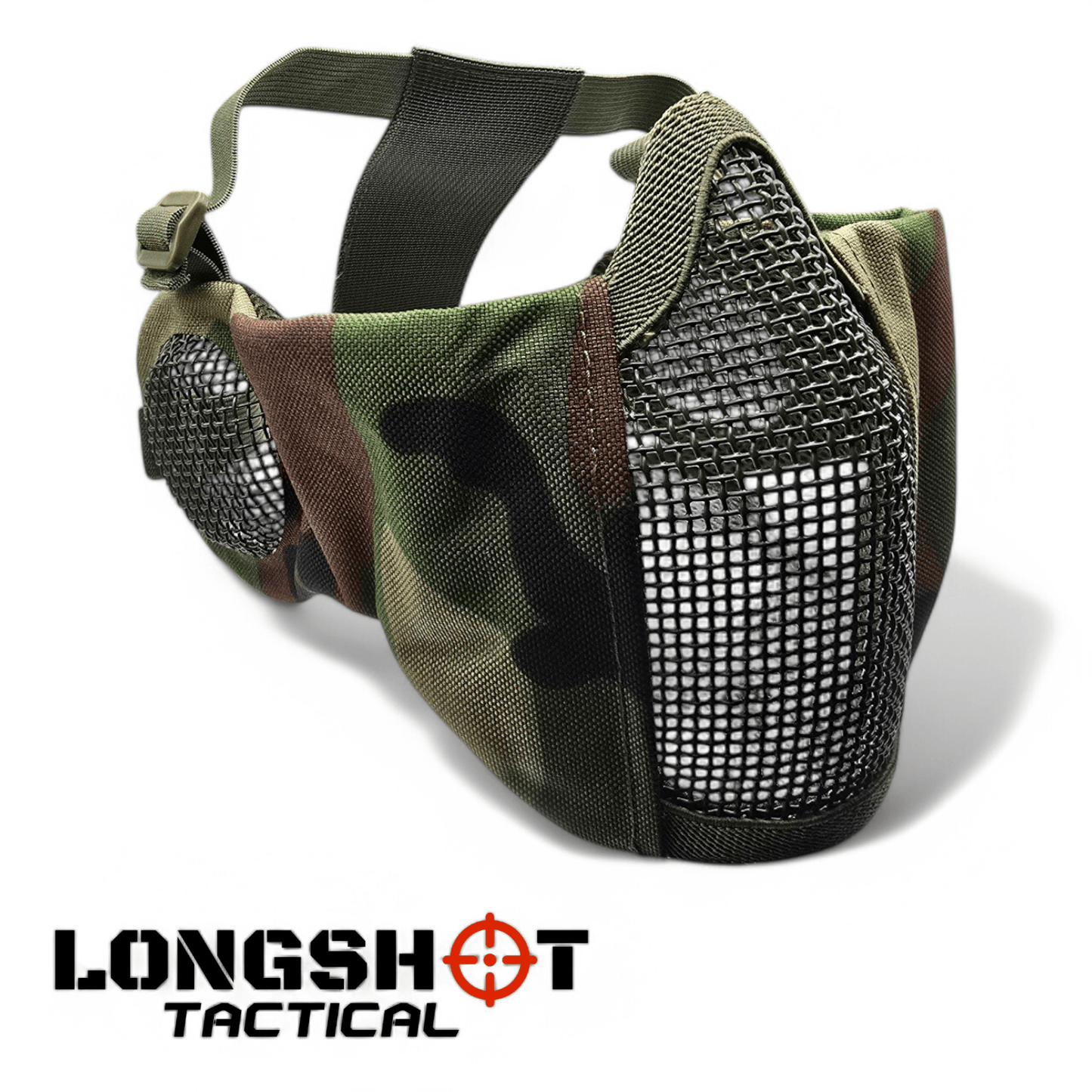Longshot Tactical Airsoft Mesh Face Mask - Woodland DPM - Longshot Tactical