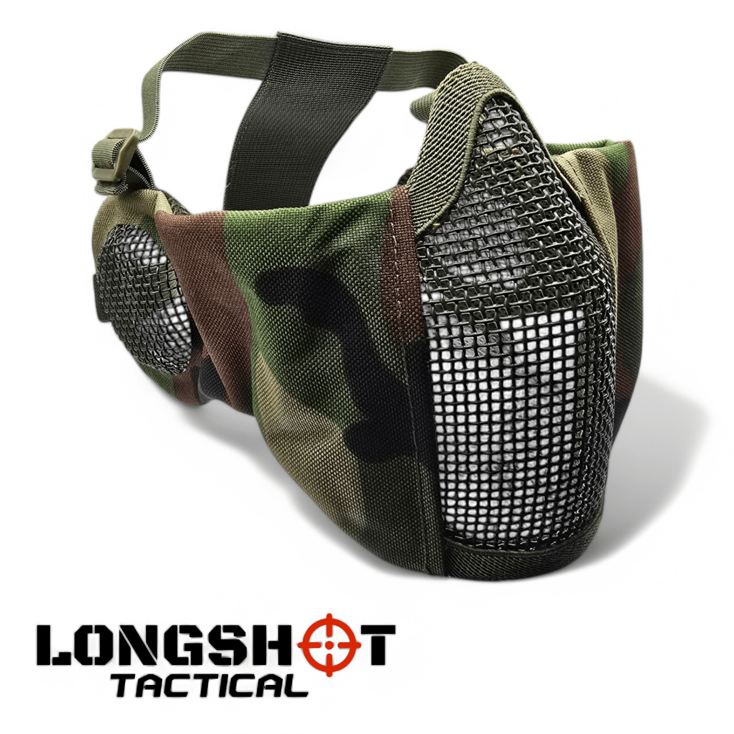 Longshot Tactical Airsoft Mesh Face Mask - Woodland DPM - Longshot Tactical