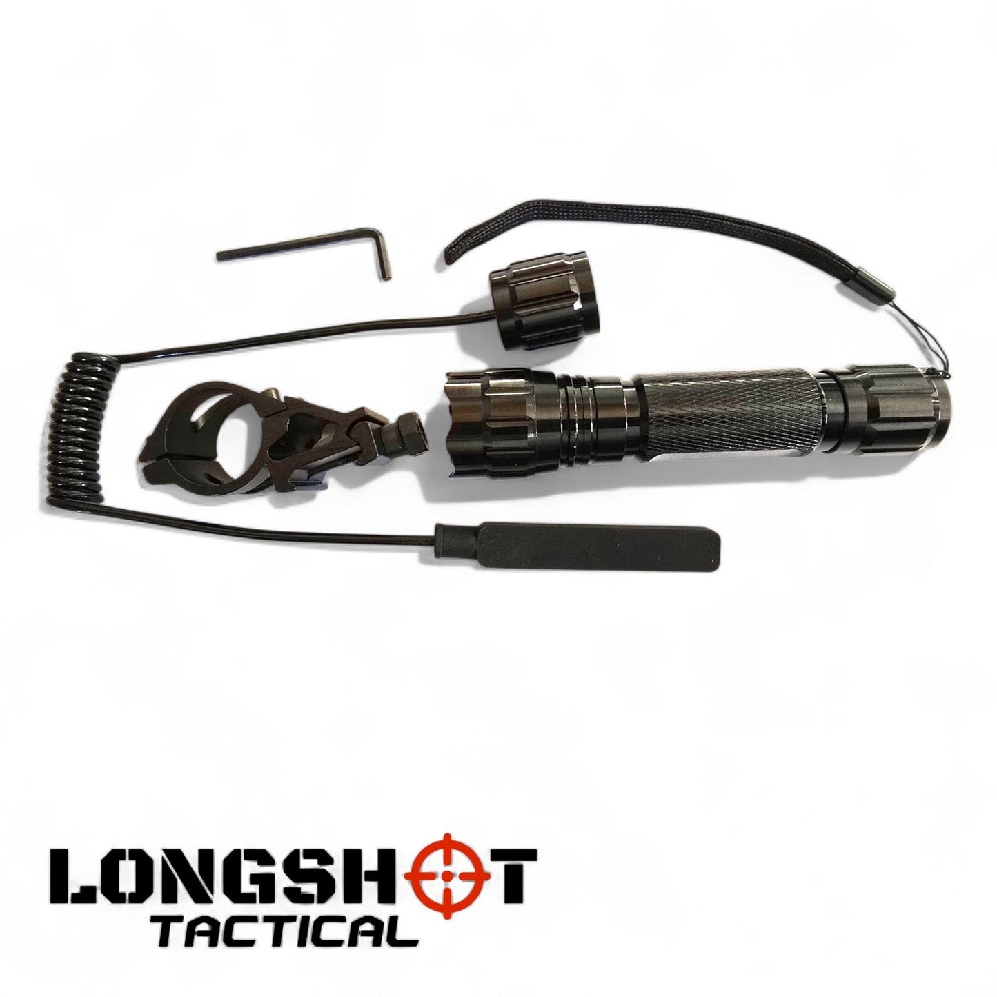 Longshot Tactical Flashlight with 20mm Rail Attachment and Switch - Longshot Tactical