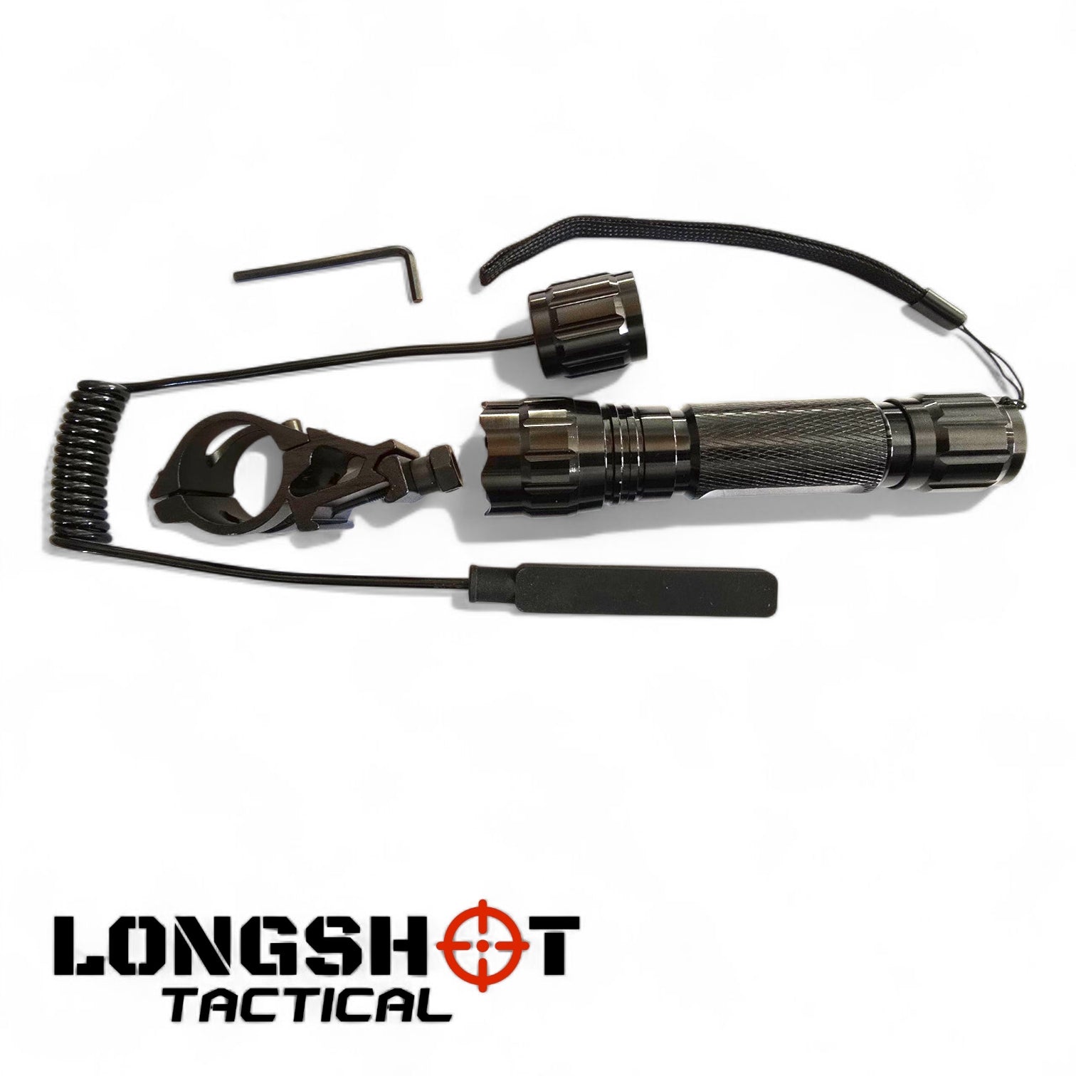 Longshot Tactical Flashlight with 20mm Rail Attachment and Switch - Longshot Tactical