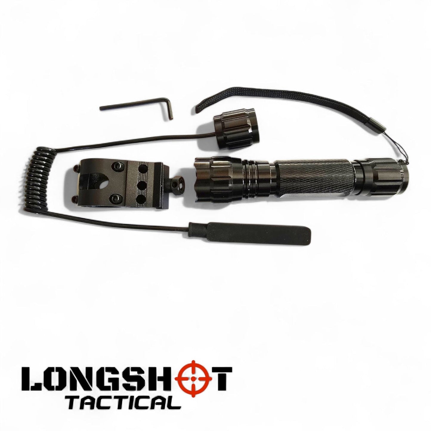 Longshot Tactical Flashlight with 20mm Rail Attachment and Switch - Longshot Tactical