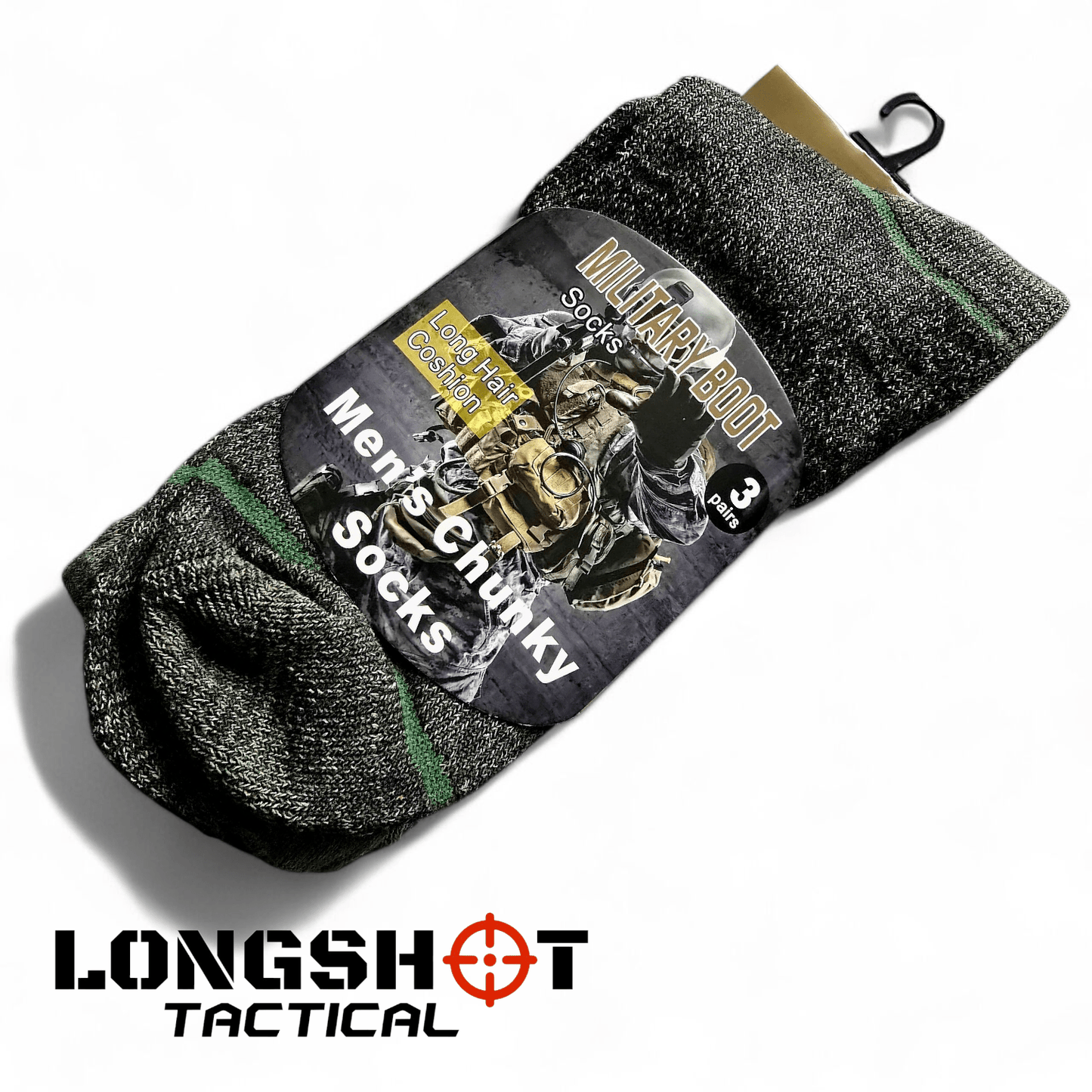 Men's Thermal Military Boot Socks - Warm Hiking & Tactical Socks - Longshot Tactical