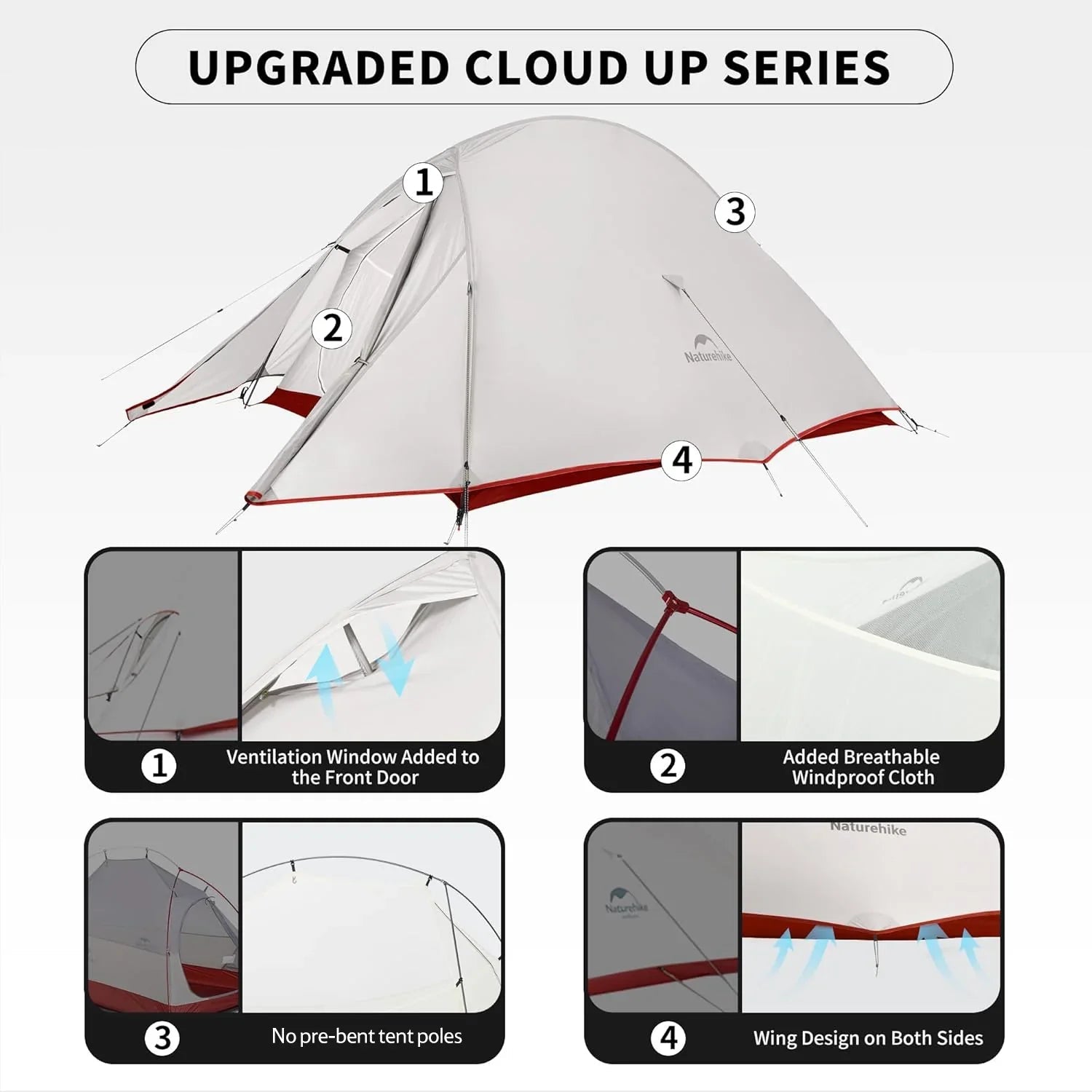 Naturehike Cloud up PRO 2 person ultralight Tent inc footprint - Longshot Tactical