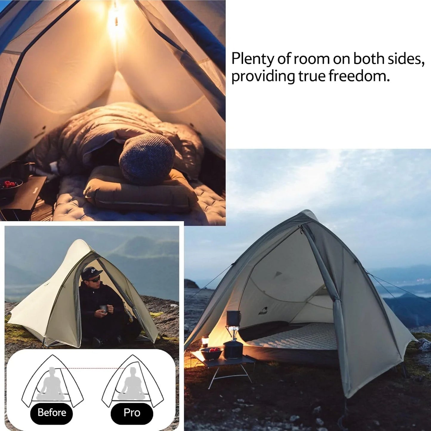 Naturehike Cloud up PRO 2 person ultralight Tent inc footprint - Longshot Tactical