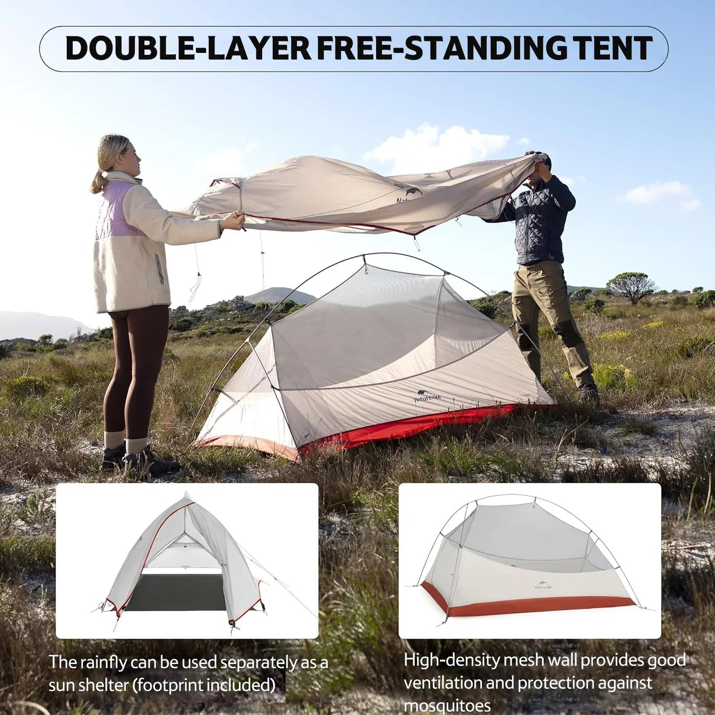 Naturehike Cloud up PRO 2 person ultralight Tent inc footprint - Longshot Tactical