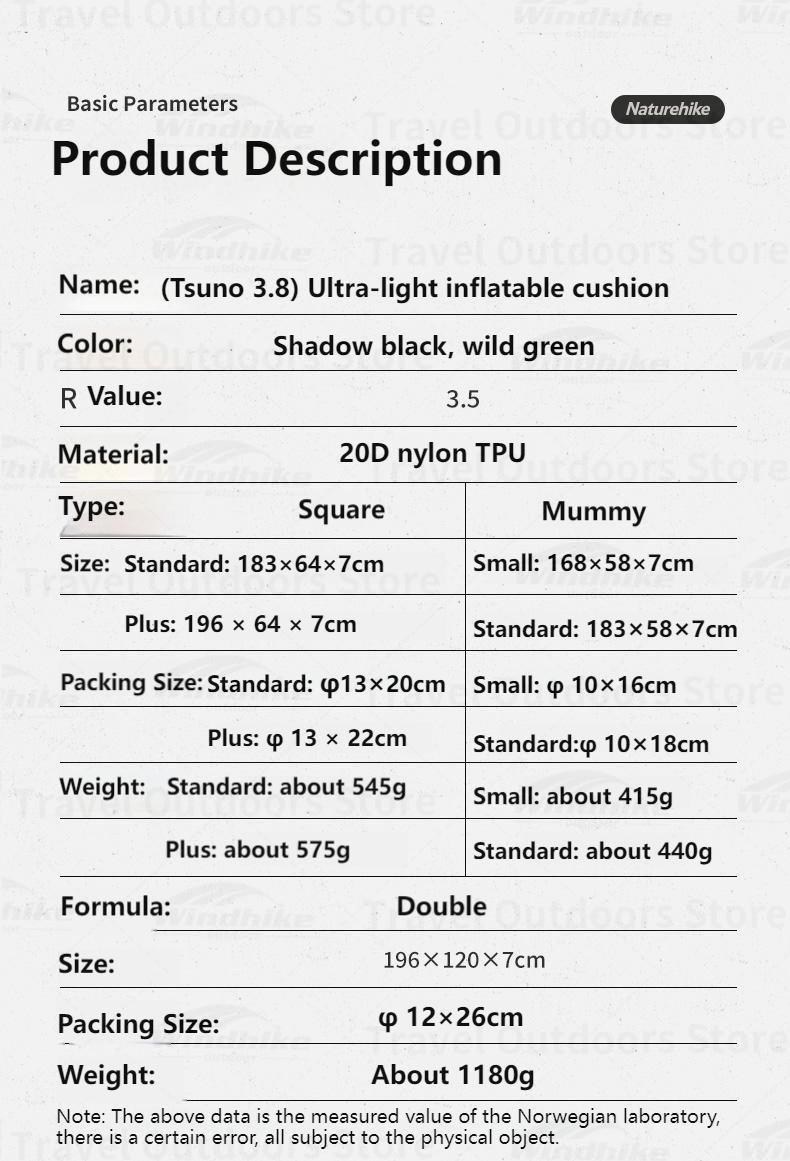 Naturehike Ultralight sleeping Pad (Large) R 3.5 - Longshot Tactical