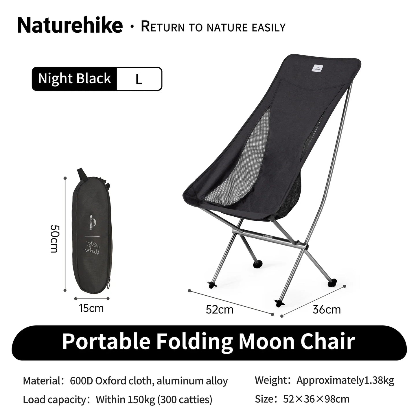 Naturehike YL05 Ultralight Portable Camping Chair (low or high back) - Longshot Tactical