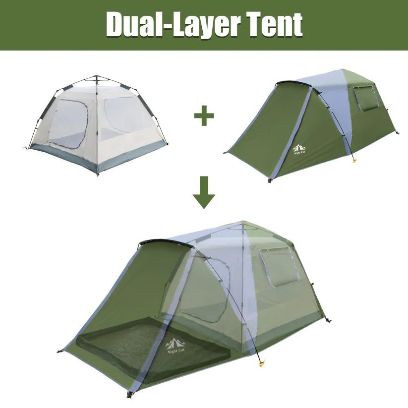 Night Cat 3 - Person Pop - Up Cabin Tent with Porch - Longshot Tactical