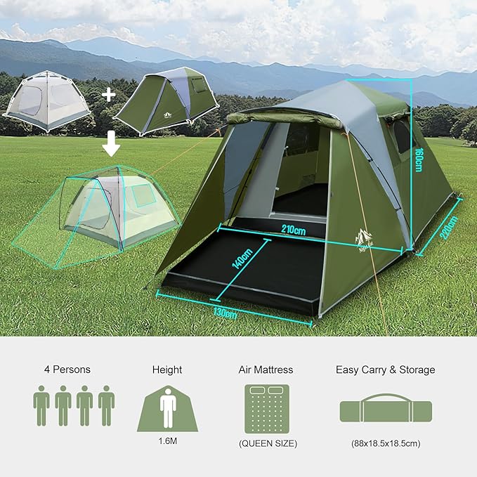 Night Cat 3 - Person Pop - Up Cabin Tent with Porch - Longshot Tactical
