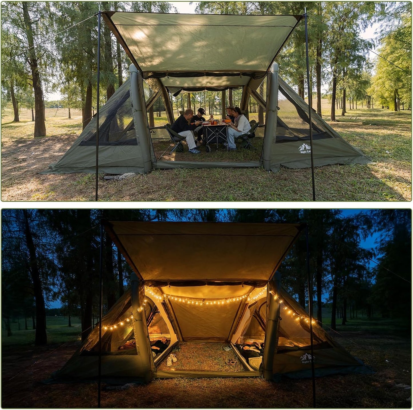 Night Cat 8 Man Inflatable Tent with 2 Bedrooms - Longshot Tactical